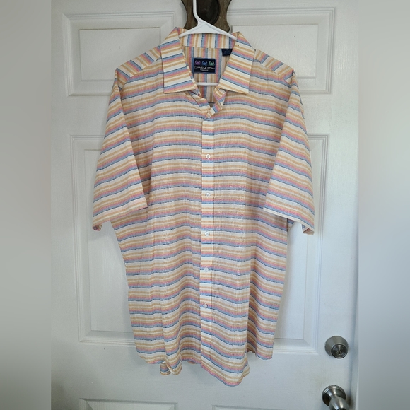 (656) Charleston Threads Men's Casual Linen Short Sleeve Button Down Shirt, XL - Picture 2 of 15